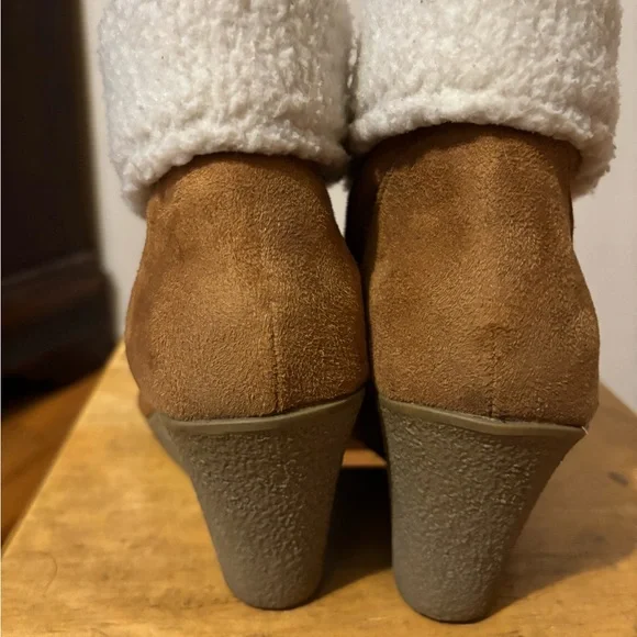 Rampage Brown Lace Up Booties with White Cuff - Picture 6 of 7